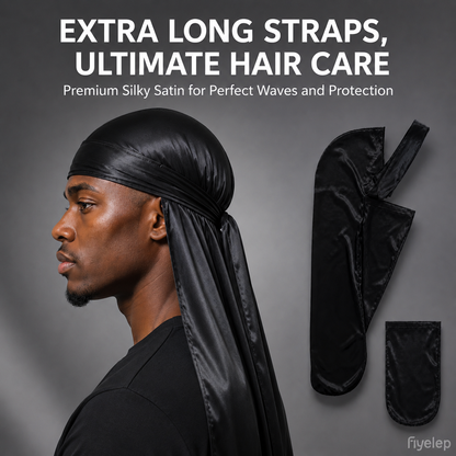Double Du Satin Durag for Men | Premium Silky Wave Cap Headwrap for Locs, Braids, Waves & Overnight Hair Protection