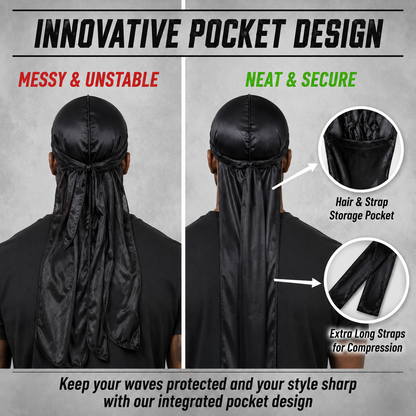 Double Du Satin Durag for Men | Premium Silky Wave Cap Headwrap for Locs, Braids, Waves & Overnight Hair Protection
